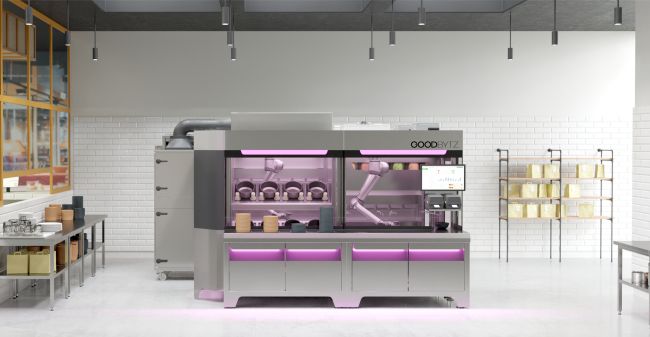 Der vollautomatisierte Koch-Roboter von Goodbytz wird ab dem Spätsommer ausgewählte Kunden des Caterers Sodexo in Deutschland mit frisch zubereiteten Speisen versorgen. Foto: Goodbytz