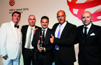 Peter Zec, Marco Parisi, Michele Cadamuro, Christoph Kampmann, Jure Miklave (v.l.) bei der Preisverleihung. Foto: Red Dot Award